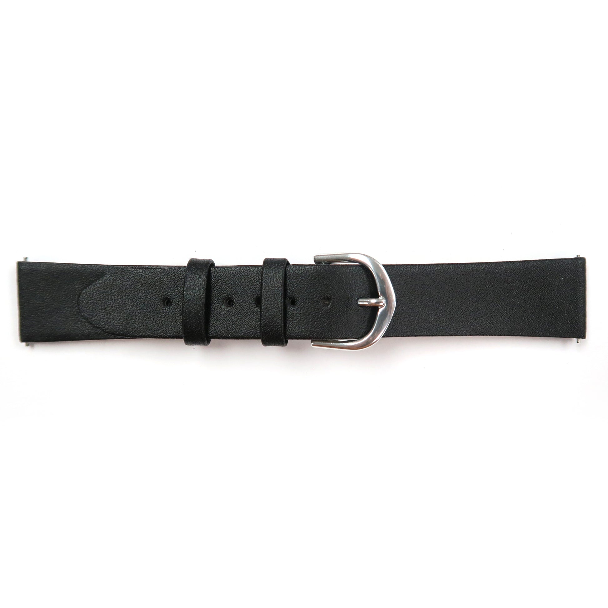 Genuine Leather Watch Band 18mm, 19mm Flat Classic Plain Grain in Black - Universal Jewelers & Watch Tools Inc. 