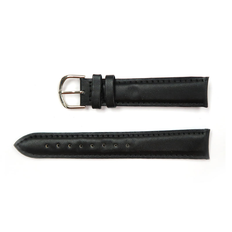 Load image into Gallery viewer, Genuine Leather Watch Band 18mm Padded Classic Plain Grain Stitched in Black - Universal Jewelers &amp; Watch Tools Inc. 
