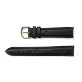 Genuine Leather Watch Band 18mm Padded Classic Plain Grain Stitched in Black - Universal Jewelers & Watch Tools Inc. 