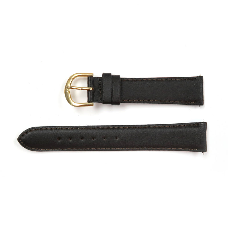 Load image into Gallery viewer, Genuine Leather Watch Band 18mm Padded Plain Smooth, Stitched in Dark Brown - Universal Jewelers &amp; Watch Tools Inc. 
