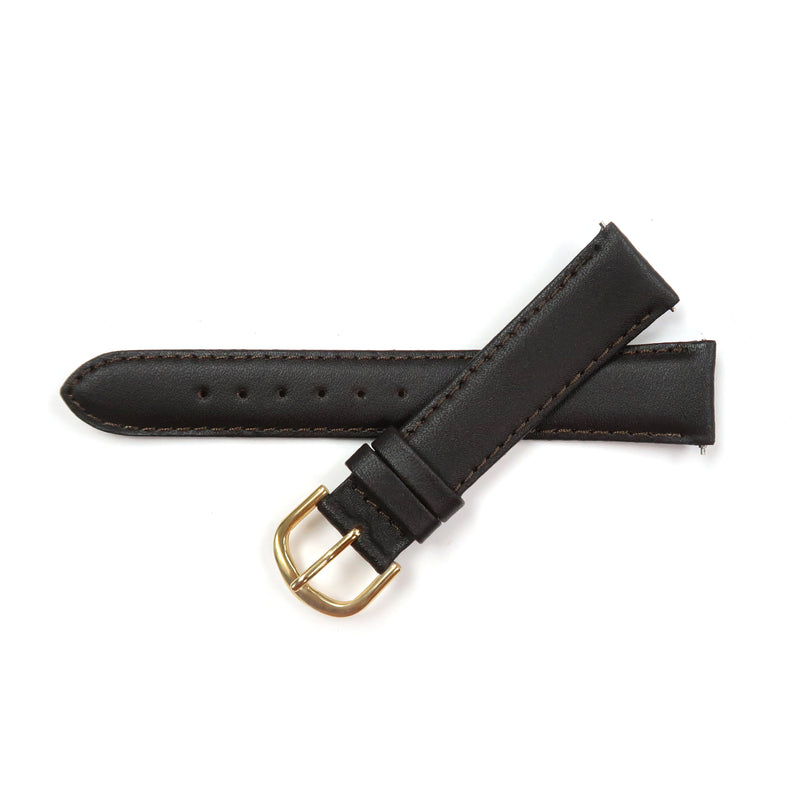 Load image into Gallery viewer, Genuine Leather Watch Band 18mm Padded Plain Smooth, Stitched in Dark Brown - Universal Jewelers &amp; Watch Tools Inc. 
