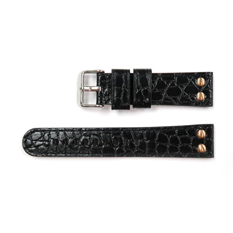 Load image into Gallery viewer, Genuine Leather Watch Band 20mm Flat Croco Grain in Black - Universal Jewelers &amp; Watch Tools Inc. 
