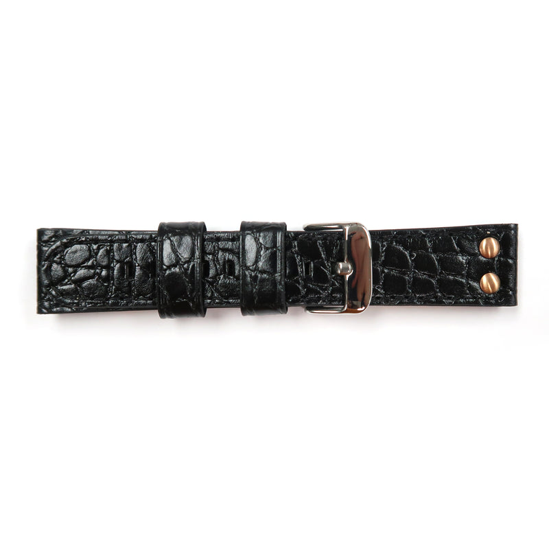 Load image into Gallery viewer, Genuine Leather Watch Band 20mm Flat Croco Grain in Black - Universal Jewelers &amp; Watch Tools Inc. 
