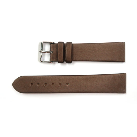 Genuine Leather/Fabric Watch Band 20mm Flat Classic Plain Grain in Brown - Universal Jewelers & Watch Tools Inc. 