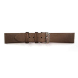 Genuine Leather/Fabric Watch Band 20mm Flat Classic Plain Grain in Brown - Universal Jewelers & Watch Tools Inc. 