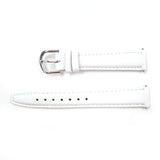 Genuine Leather Watch Band 16mm Padded Classic Plain Grain Stitched ,White Color - Universal Jewelers & Watch Tools Inc. 
