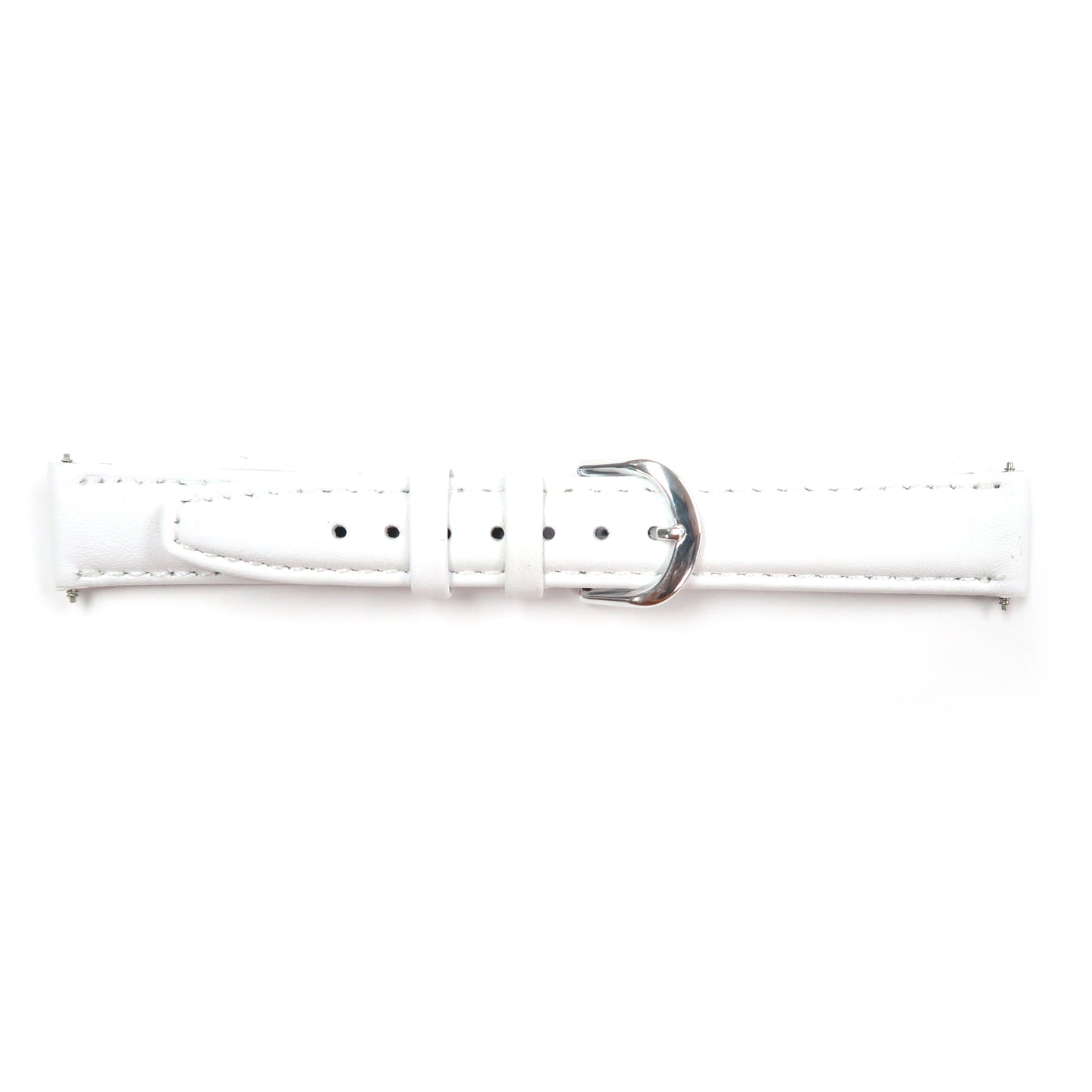 Genuine Leather Watch Band 16mm Padded Classic Plain Grain Stitched ,White Color - Universal Jewelers & Watch Tools Inc. 