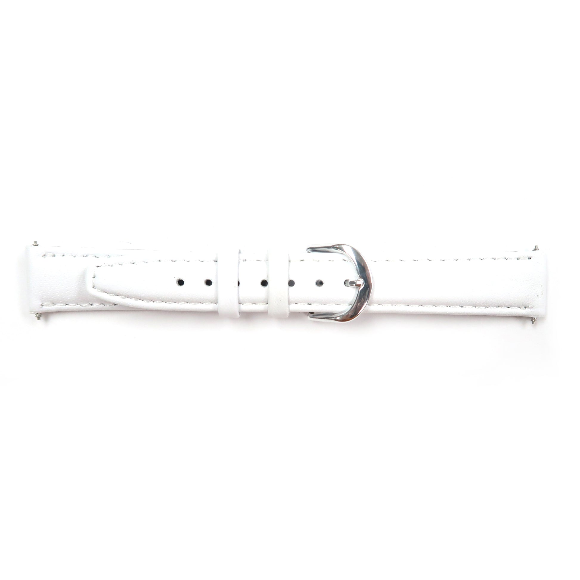 Genuine Leather Watch Band 16mm Padded Classic Plain Grain Stitched ,White Color - Universal Jewelers & Watch Tools Inc. 