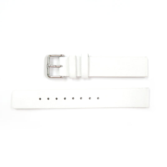 Genuine Leather Watch Band 16mm and 18mm Flat Classic Plain Grain in White - Universal Jewelers & Watch Tools Inc. 