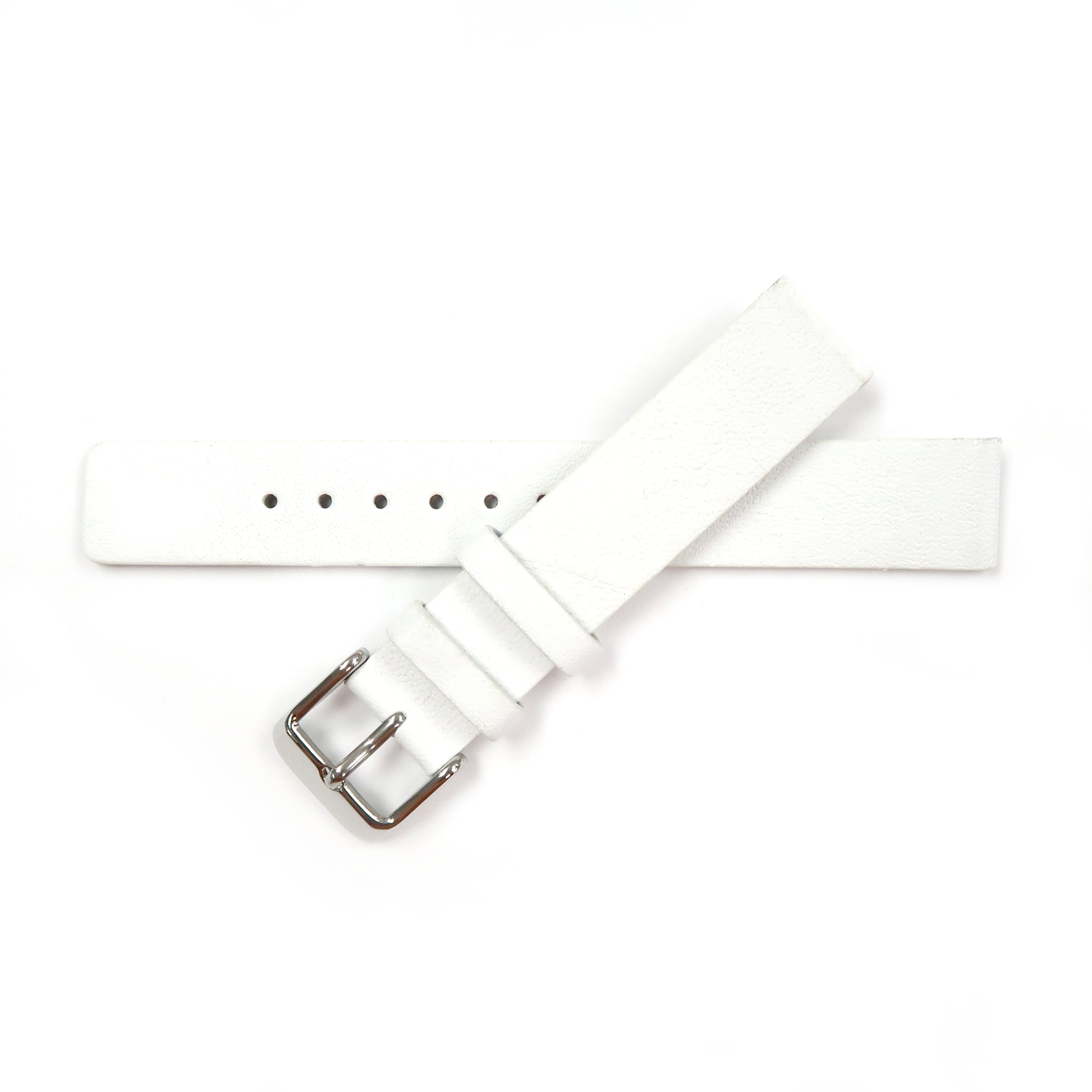 Genuine Leather Watch Band 16mm and 18mm Flat Classic Plain Grain in White - Universal Jewelers & Watch Tools Inc. 