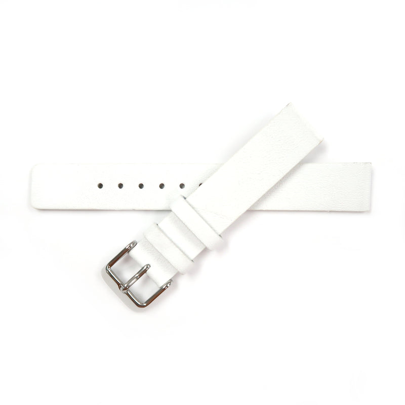 Load image into Gallery viewer, Genuine Leather Watch Band 16mm and 18mm Flat Classic Plain Grain in White - Universal Jewelers &amp; Watch Tools Inc. 
