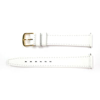 Genuine Leather Watch Band 16mm and 18mm Flat Classic Plain Grain Stitched in White - Universal Jewelers & Watch Tools Inc. 