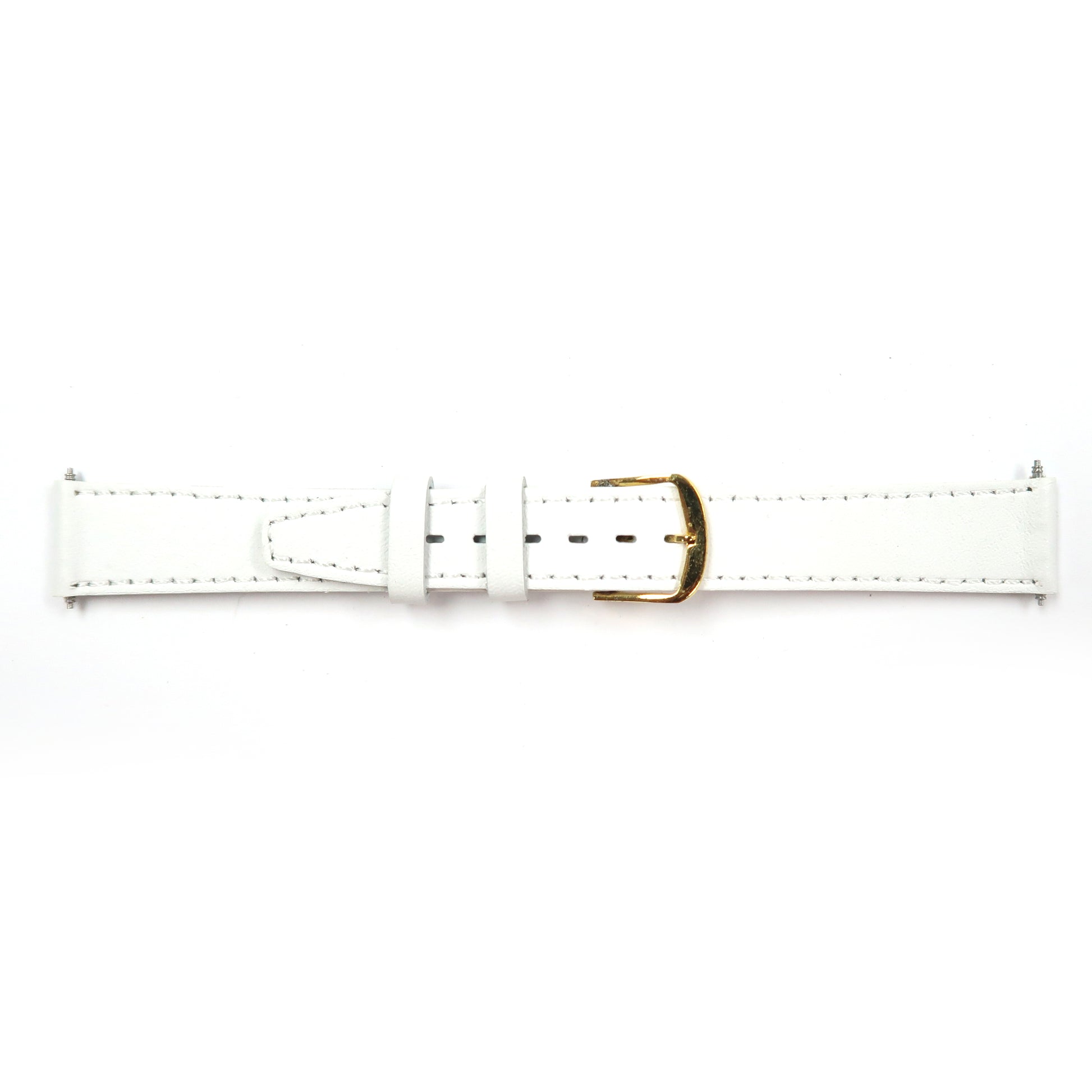 Genuine Leather Watch Band 16mm and 18mm Flat Classic Plain Grain Stitched in White - Universal Jewelers & Watch Tools Inc. 