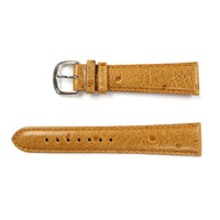 Genuine Leather Watch Band 20mm Padded Ostrich Grain Stitched in Light Brown - Universal Jewelers & Watch Tools Inc. 