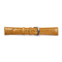 Genuine Leather Watch Band 20mm Padded Ostrich Grain Stitched in Light Brown - Universal Jewelers & Watch Tools Inc. 