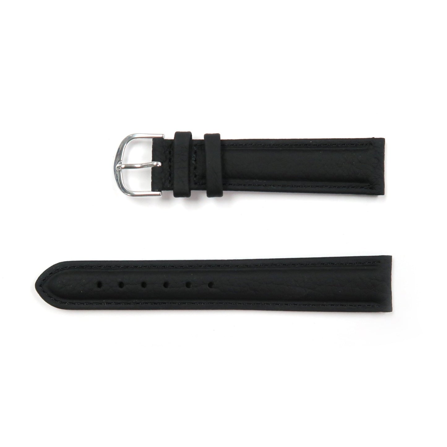 Genuine Leather Watch Band 16 - 26mm Padded Classic Plain Grain Stitched in Black, Dark Blue, Brown, Dark Brown, Tan, Burgundy - Universal Jewelers & Watch Tools Inc.
