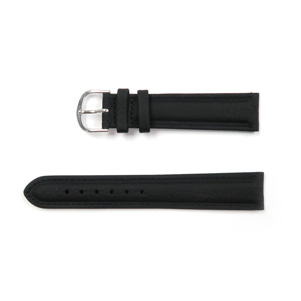Genuine Leather Watch Band 18-20mm Padded Classic Plain Grain Stitched in Black - Universal Jewelers & Watch Tools Inc. 