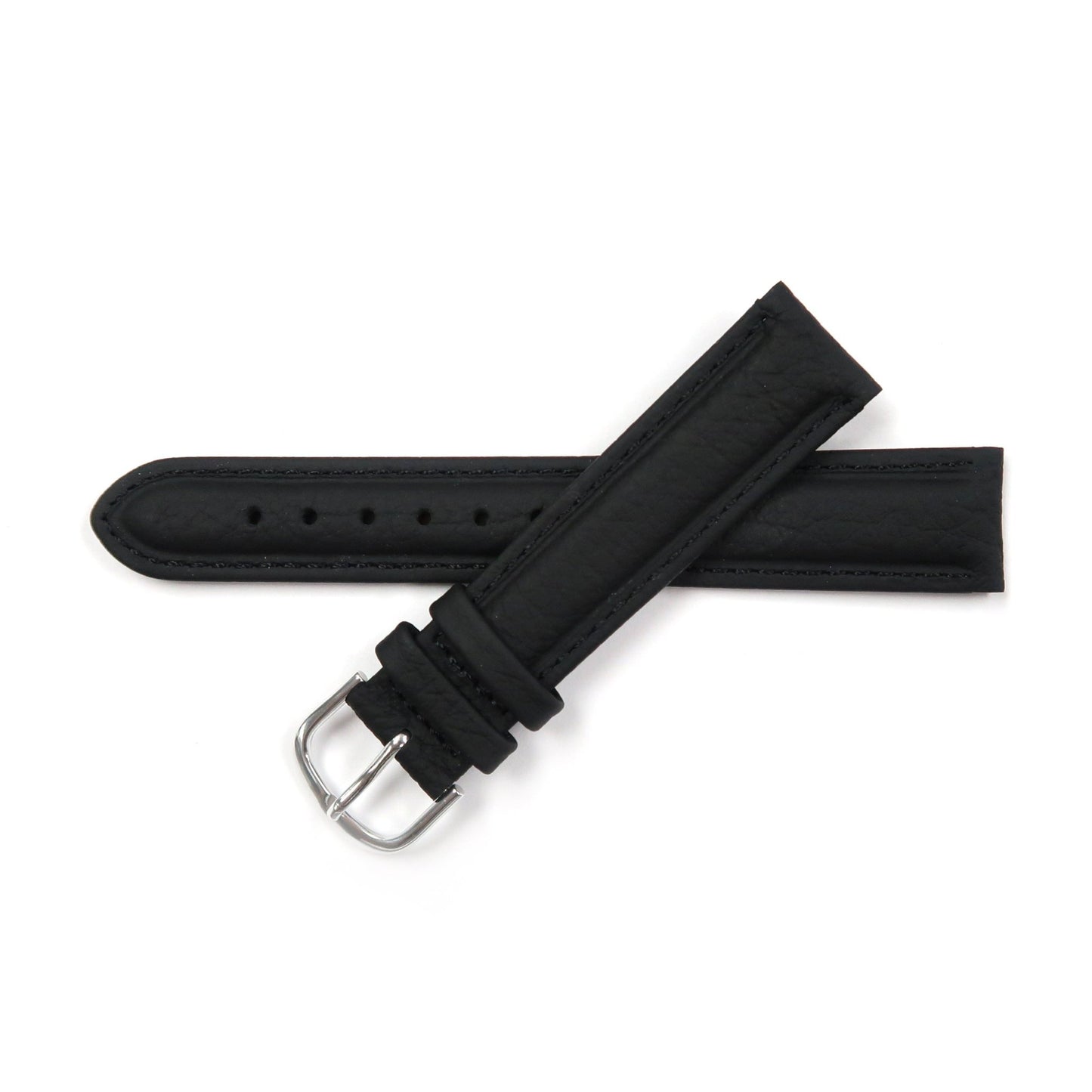 Genuine Leather Watch Band 16 - 26mm Padded Classic Plain Grain Stitched in Black, Dark Blue, Brown, Dark Brown, Tan, Burgundy - Universal Jewelers & Watch Tools Inc.