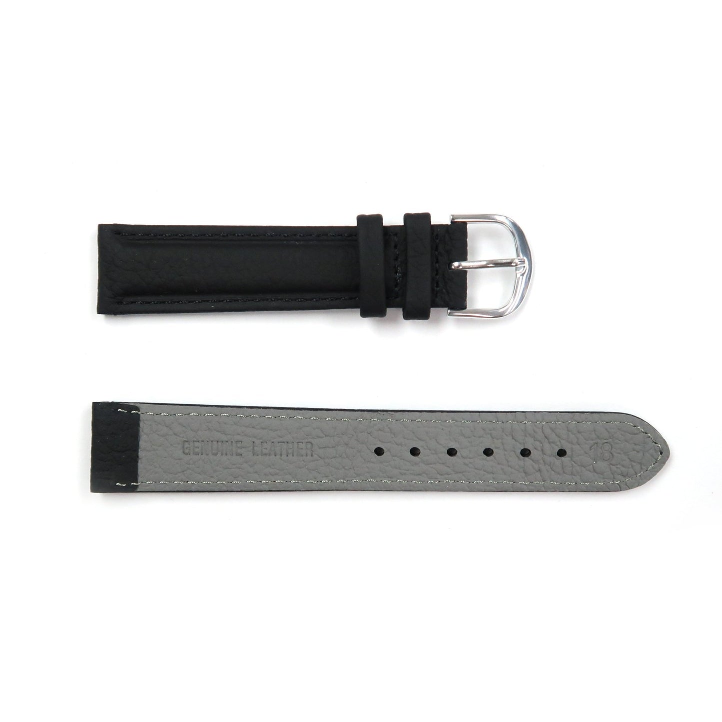 Genuine Leather Watch Band 16 - 26mm Padded Classic Plain Grain Stitched in Black, Dark Blue, Brown, Dark Brown, Tan, Burgundy - Universal Jewelers & Watch Tools Inc.