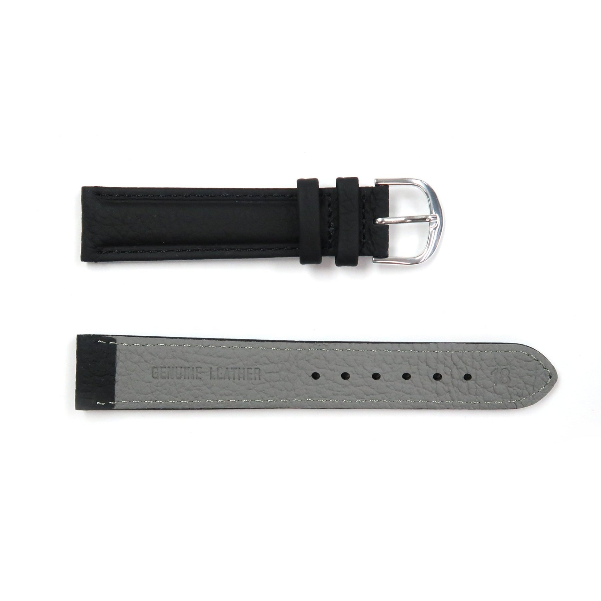 Genuine Leather Watch Band 16 - 26mm Padded Classic Plain Grain Stitched in Black, Dark Blue, Brown, Dark Brown, Tan, Burgundy - Universal Jewelers & Watch Tools Inc.