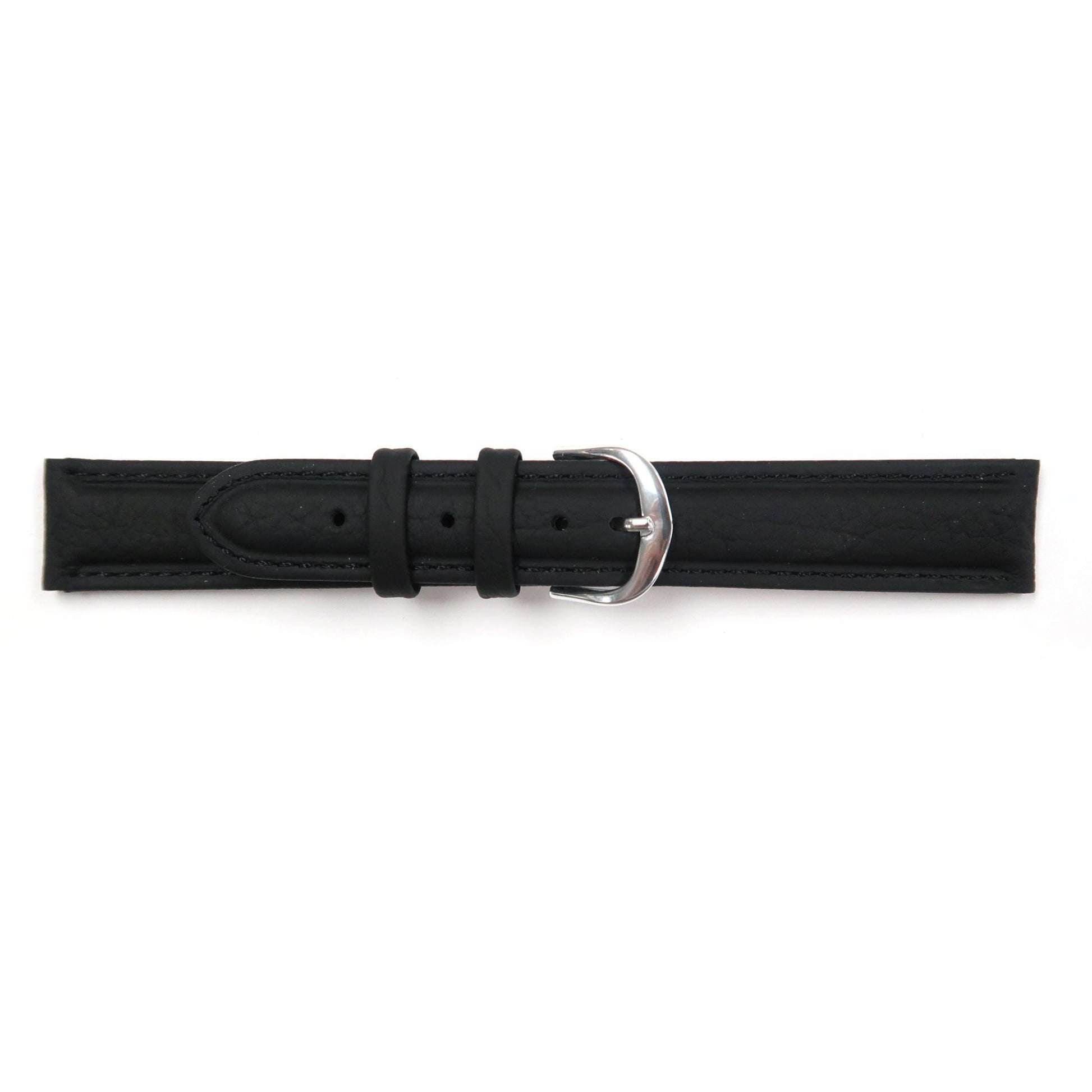 Genuine Leather Watch Band 16 - 26mm Padded Classic Plain Grain Stitched in Black, Dark Blue, Brown, Dark Brown, Tan, Burgundy - Universal Jewelers & Watch Tools Inc.