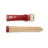 Genuine Leather Watch Band 16-20mm Padded Alligator Grain Stitched in Brown, Tan and Red - Universal Jewelers & Watch Tools Inc. 