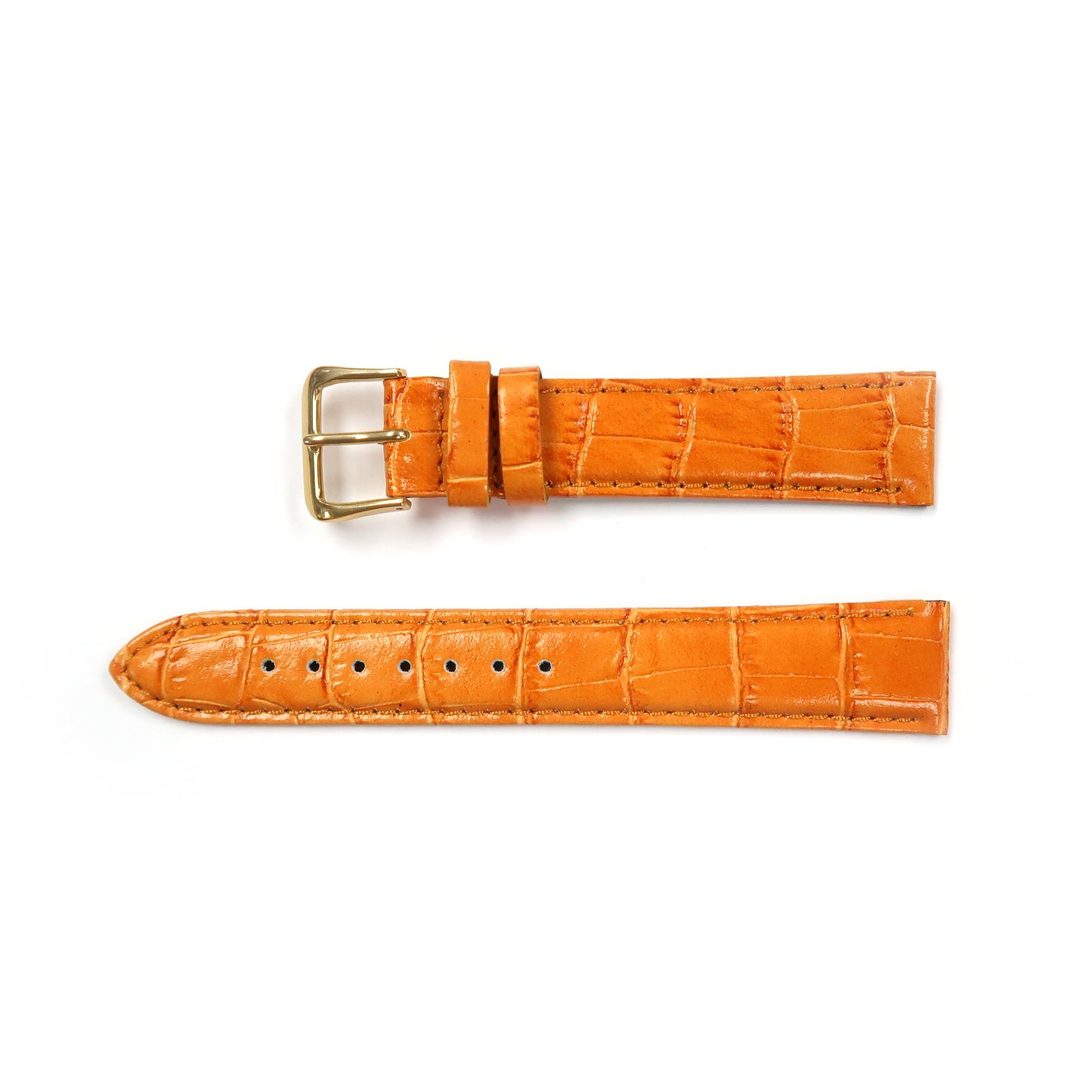 Genuine Leather Watch Band 16-20mm Padded Alligator Grain Stitched in Brown, Tan and Red - Universal Jewelers & Watch Tools Inc. 