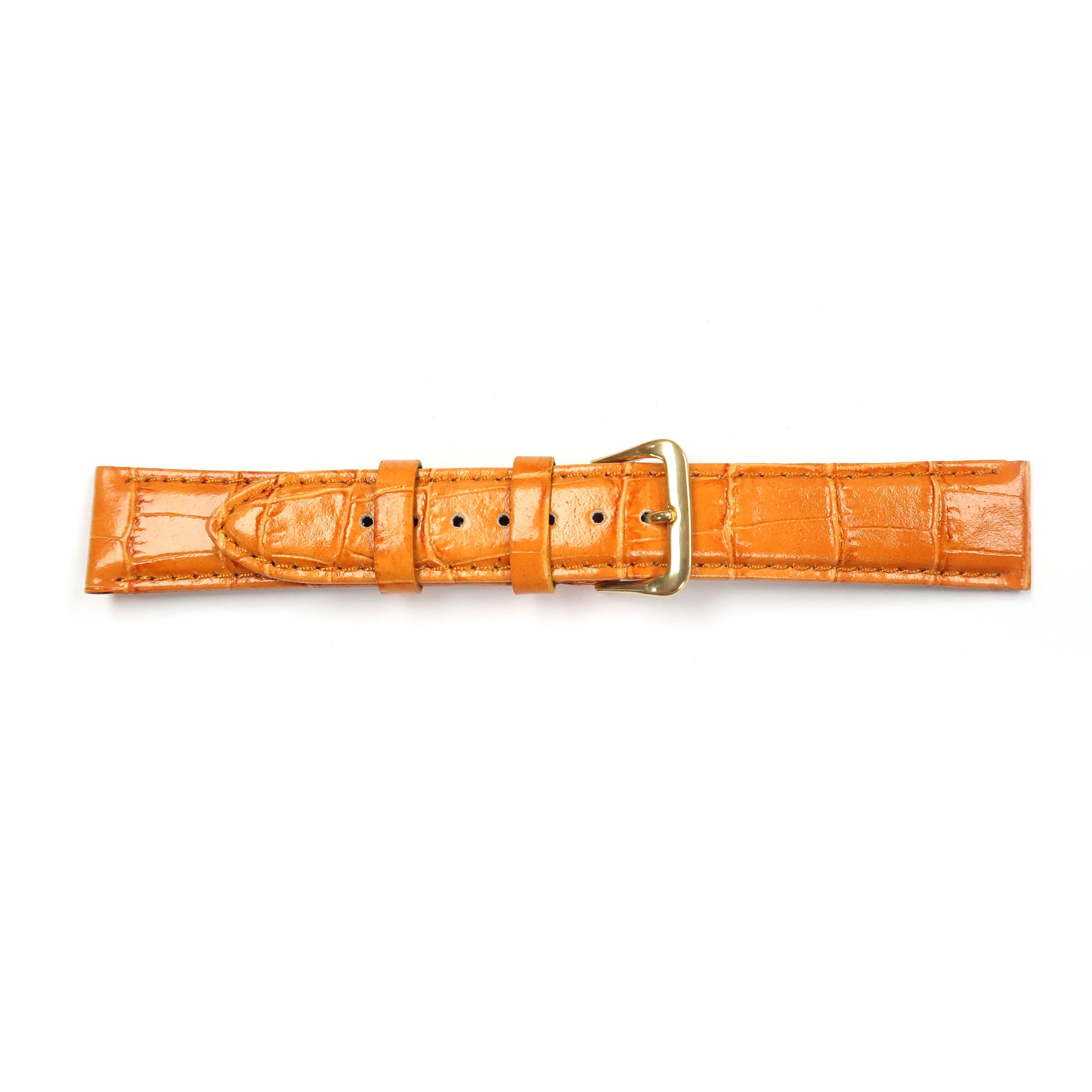Genuine Leather Watch Band 16-20mm Padded Alligator Grain Stitched in Brown, Tan and Red - Universal Jewelers & Watch Tools Inc. 