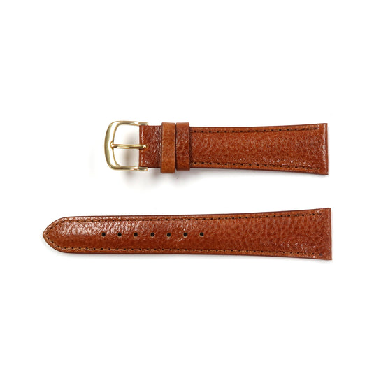 Genuine Leather Watch Band 16-20mm Padded Grain Stitched in Black, Brown and Light Brown - Universal Jewelers & Watch Tools Inc. 