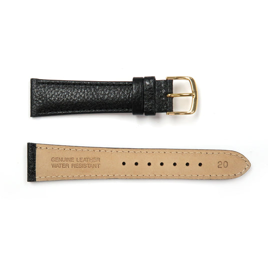 Genuine Leather Watch Band 16-20mm Padded Grain Stitched in Black, Brown and Light Brown - Universal Jewelers & Watch Tools Inc. 