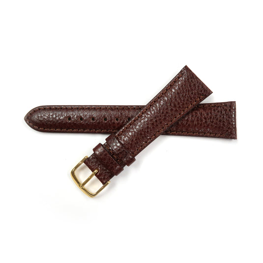 Genuine Leather Watch Band 16-20mm Padded Grain Stitched in Black, Brown and Light Brown - Universal Jewelers & Watch Tools Inc. 