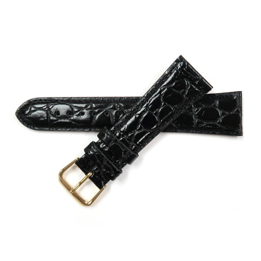 Leather Watch Band 16-24mm Padded Crocodile Grain Stitched in Black, Brown, Tan, Red, Blue and N.Blue - Universal Jewelers & Watch Tools Inc. 