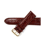 Leather Watch Band 16-24mm Padded Crocodile Grain Stitched in Black, Brown, Tan, Red, Blue and N.Blue - Universal Jewelers & Watch Tools Inc. 
