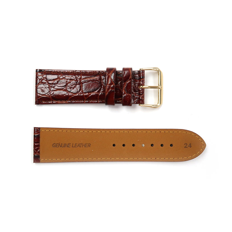 Load image into Gallery viewer, Leather Watch Band 16-24mm Padded Crocodile Grain Stitched in Black, Brown, Tan, Red, Blue and N.Blue - Universal Jewelers &amp; Watch Tools Inc. 

