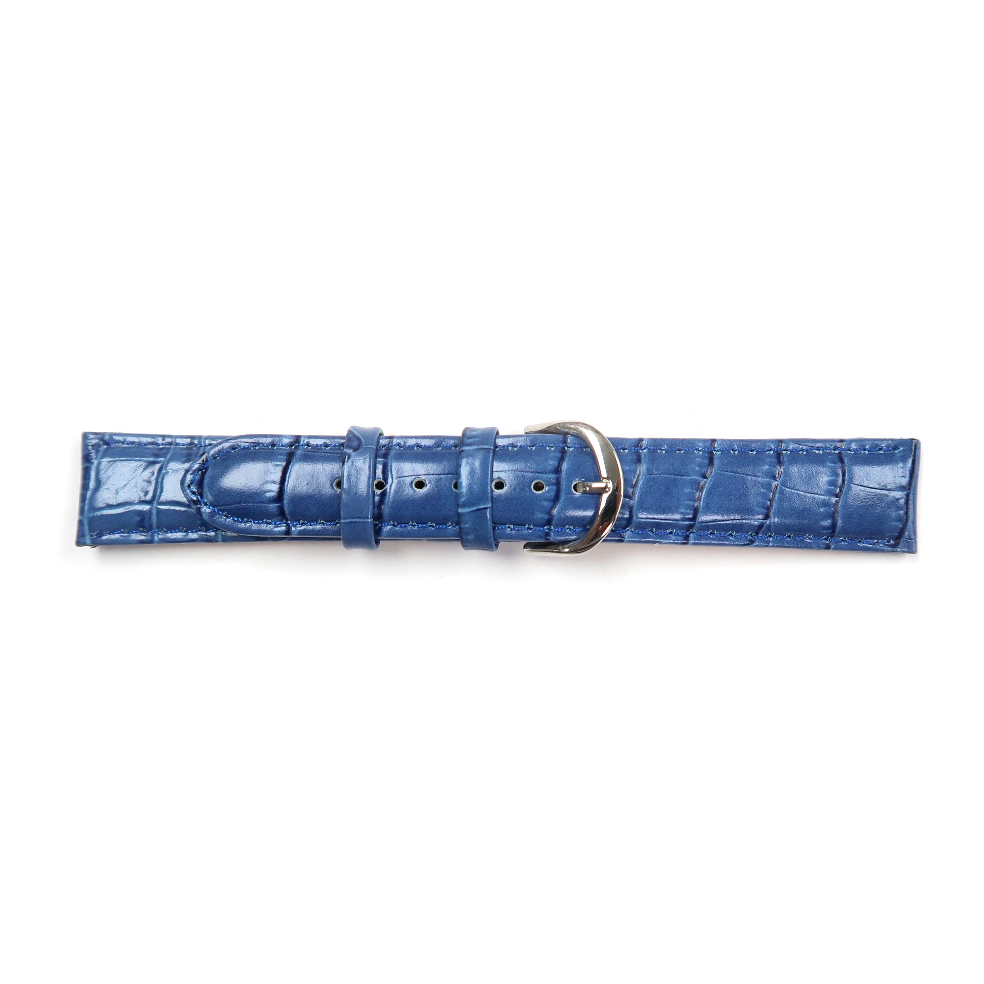 Leather Watch Band 18mm Padded Alligator Grain Stitched in Brown, Blue and Light Brown - Universal Jewelers & Watch Tools Inc. 