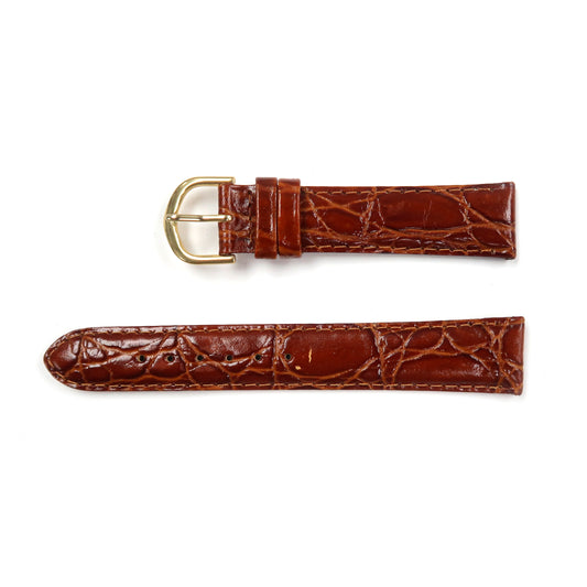 Leather Watch Band 18mm Padded Alligator Grain Stitched in Brown, Blue and Light Brown - Universal Jewelers & Watch Tools Inc. 