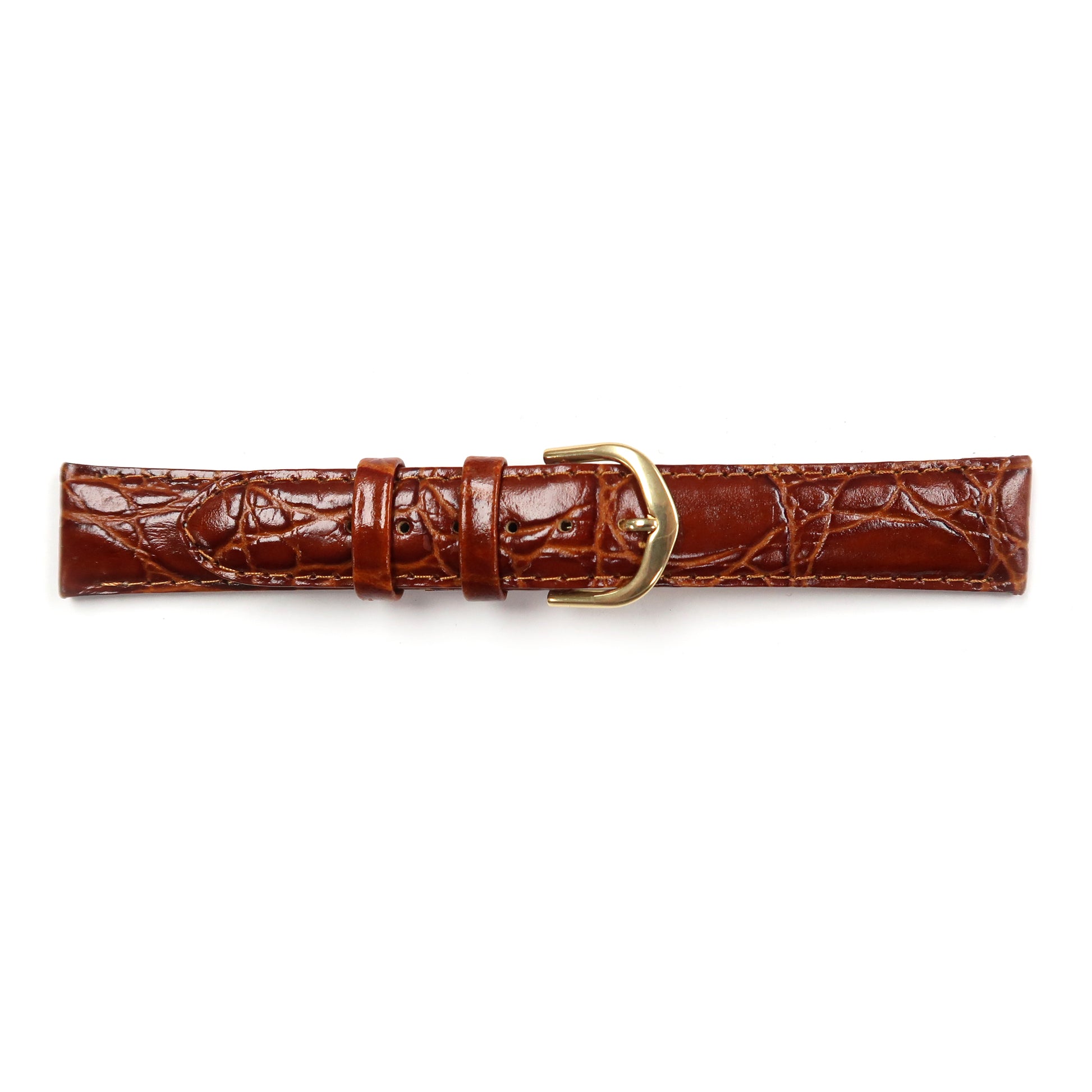 Leather Watch Band 18mm Padded Alligator Grain Stitched in Brown, Blue and Light Brown - Universal Jewelers & Watch Tools Inc. 