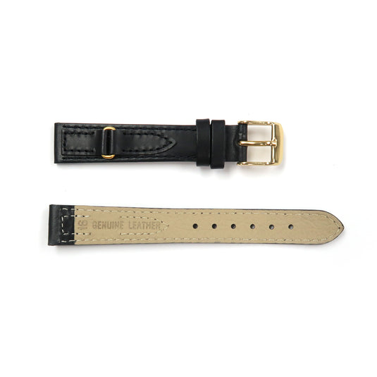 Genuine Leather Watch Band 16mm,18mm,20mm Flat Classic Plain Grain Stitched in Black, Brown and Light Brown - Universal Jewelers & Watch Tools Inc. 