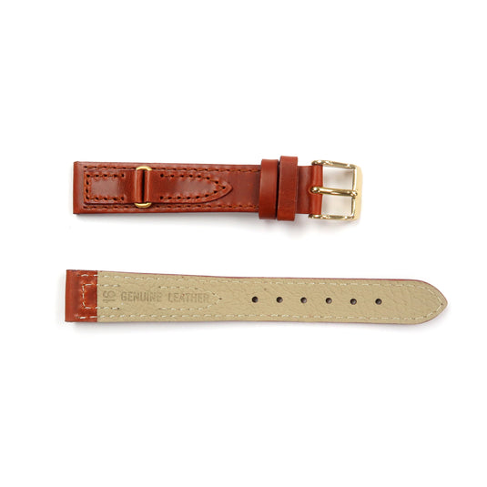 Genuine Leather Watch Band 16mm,18mm,20mm Flat Classic Plain Grain Stitched in Black, Brown and Light Brown - Universal Jewelers & Watch Tools Inc. 