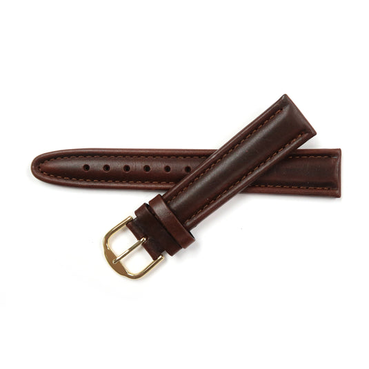 Genuine Leather Watch Band 18, 20mm Padded Classic Plain Grain Stitched in Black and Brown - Universal Jewelers & Watch Tools Inc. 