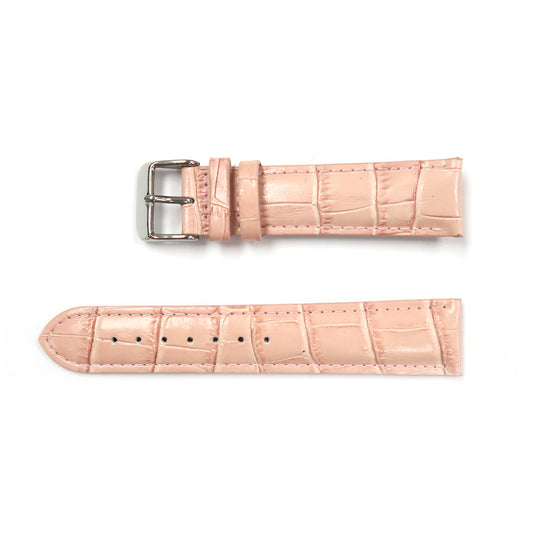 Genuine Leather Watch Band 20mm Padded Stitched Alligator Grain in Pink - Universal Jewelers & Watch Tools Inc. 