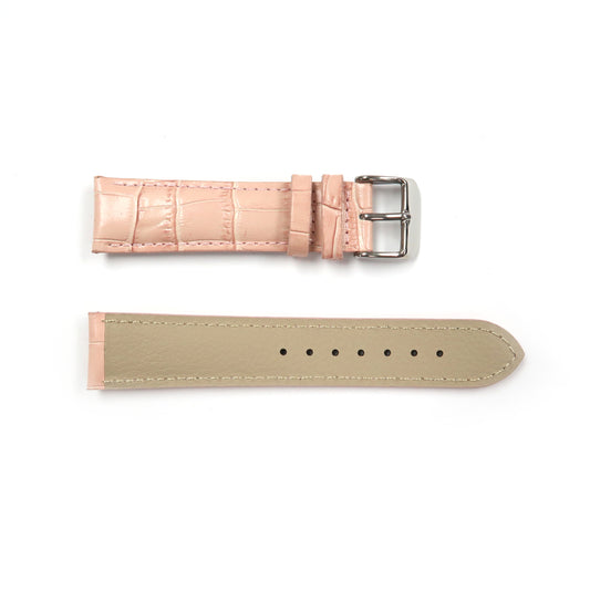 Genuine Leather Watch Band 20mm Padded Stitched Alligator Grain in Pink - Universal Jewelers & Watch Tools Inc. 