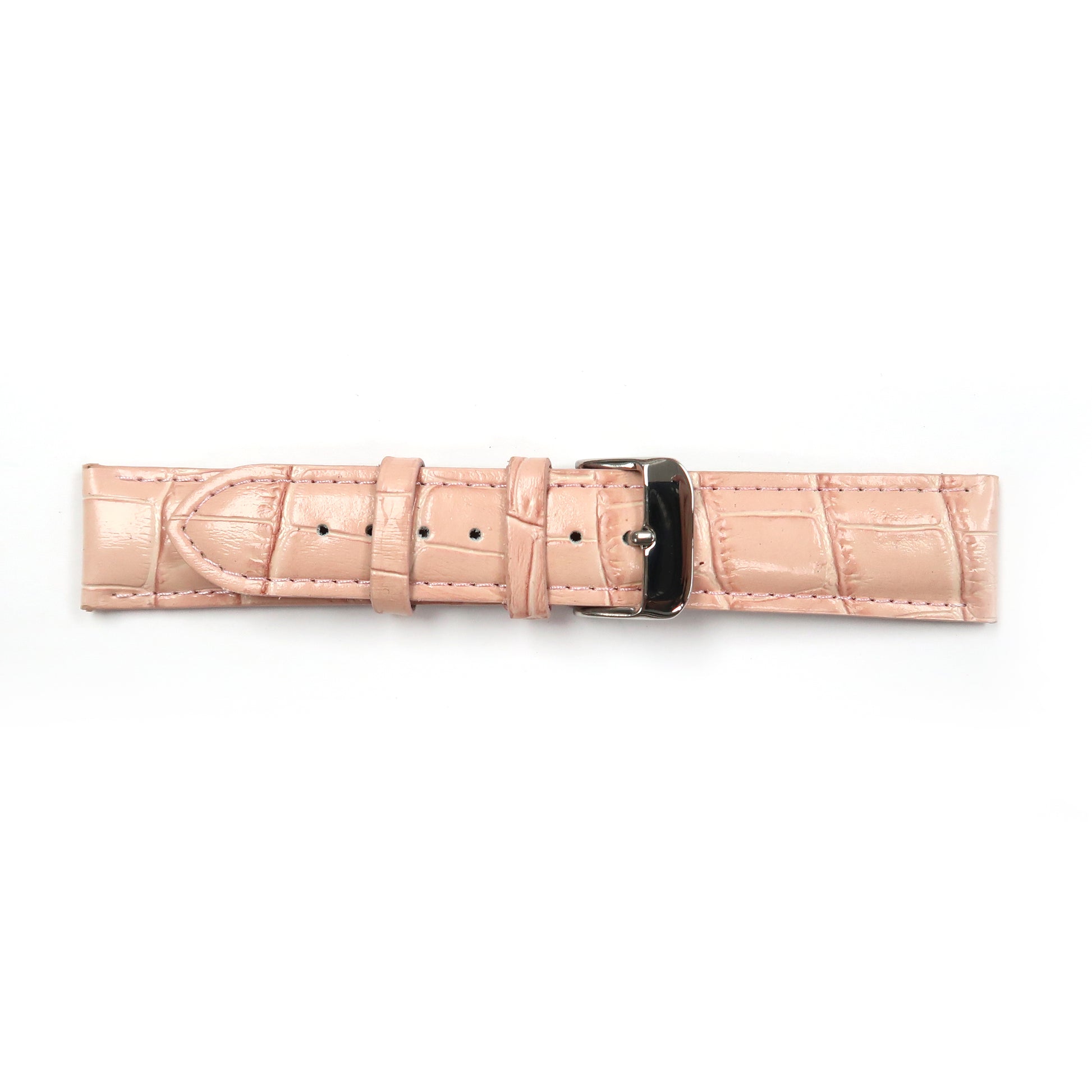 Genuine Leather Watch Band 20mm Padded Stitched Alligator Grain in Pink - Universal Jewelers & Watch Tools Inc. 