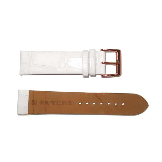 Genuine Leather Watch Band 22mm Flat Alligator Grain in White - Universal Jewelers & Watch Tools Inc. 