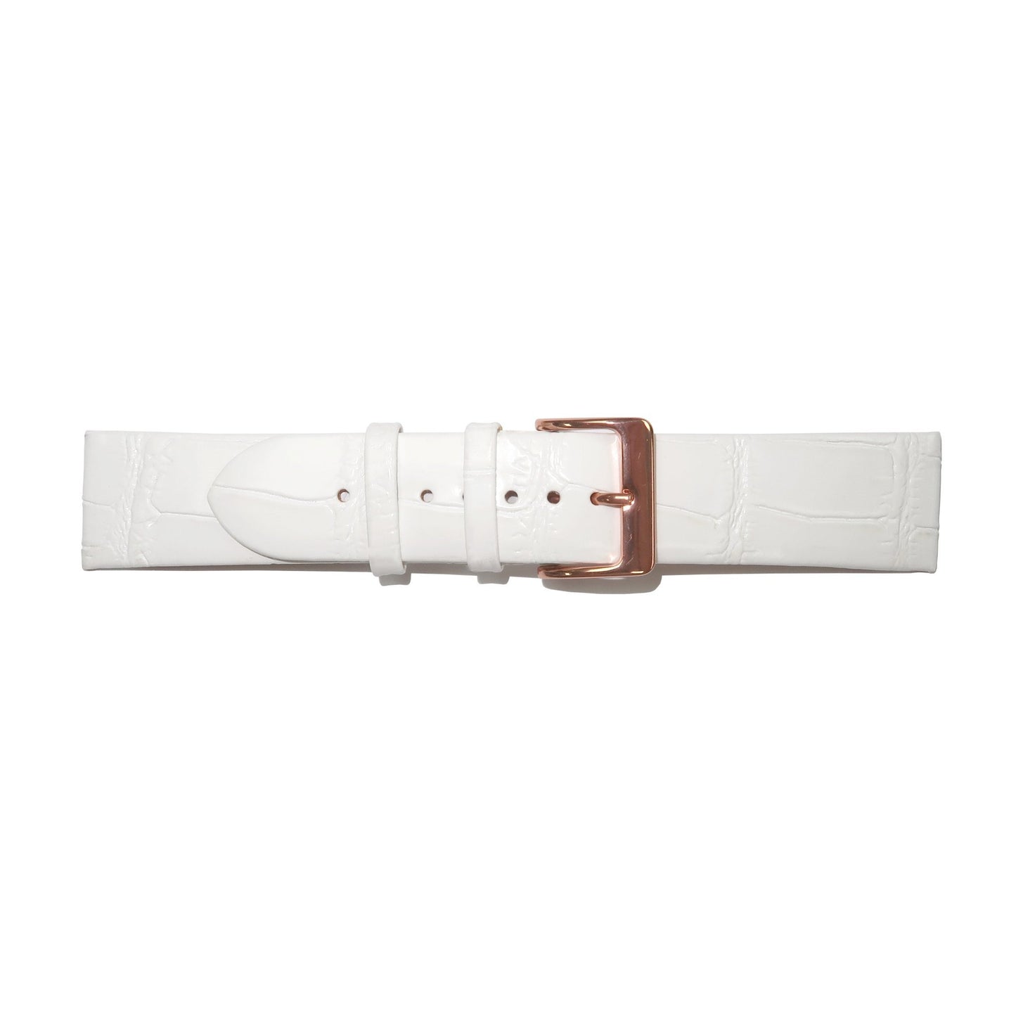 Genuine Leather Watch Band 22mm Flat Alligator Grain in White - Universal Jewelers & Watch Tools Inc.