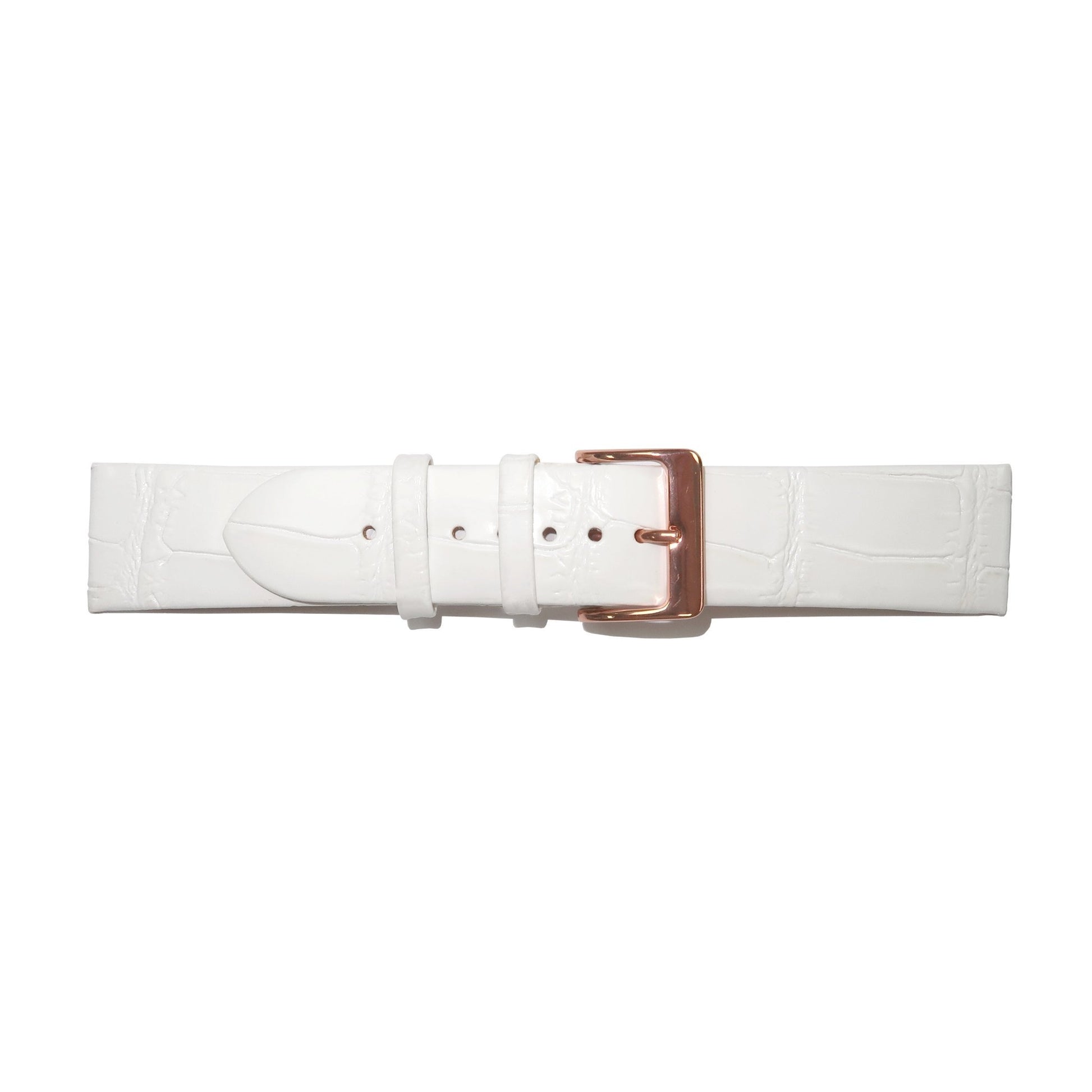 Genuine Leather Watch Band 22mm Flat Alligator Grain in White - Universal Jewelers & Watch Tools Inc.
