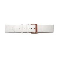 Genuine Leather Watch Band 22mm Flat Alligator Grain in White - Universal Jewelers & Watch Tools Inc. 