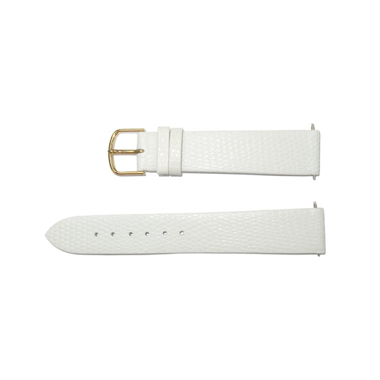 Genuine Leather Watch Band 18mm Flat Lizard Grain in White - Universal Jewelers & Watch Tools Inc. 