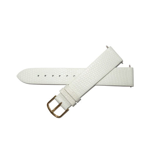 Genuine Leather Watch Band 18mm Flat Lizard Grain in White - Universal Jewelers & Watch Tools Inc. 