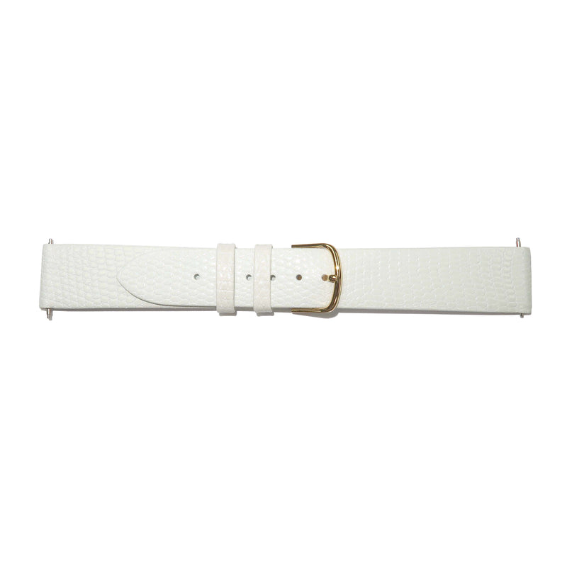 Load image into Gallery viewer, Genuine Leather Watch Band 18mm Flat Lizard Grain in White - Universal Jewelers &amp; Watch Tools Inc. 
